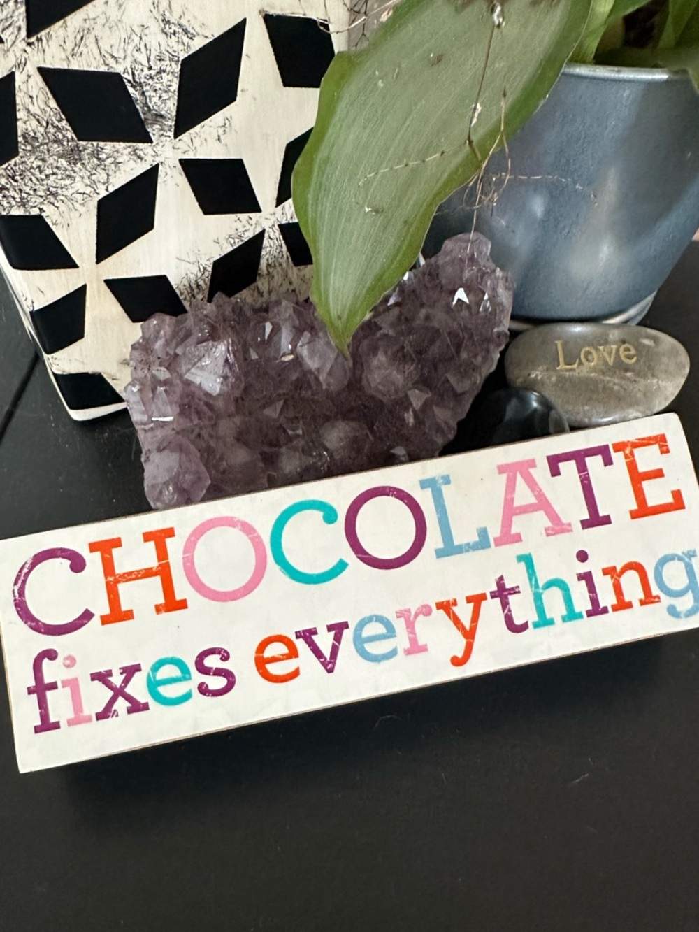 “Chocolate Fixes Everything” Wood Block Art 💜💙💚